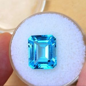 Swiss Blue Radiant Topaz Loose Gemstone 12X10MM Octagon Shape/Emerald Cut
